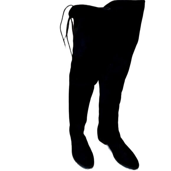 Clarks Thigh High Boots 6M Black Solid Suede 1..5" heel - Picture 1 of 5